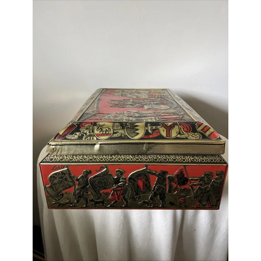 Vtg Germany E Otto Schmidt Large Tin Box Hinged Top Nurnberg Lebkuchen-Schmidt